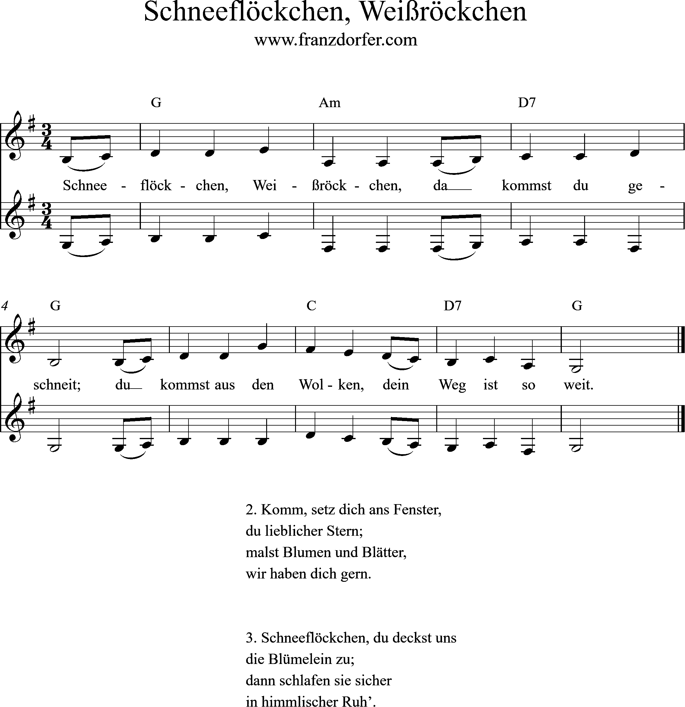 Trompetennoten, G-Dur tief, 